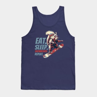 Eat Sleep Snowboard Repeat Funny Squirrel Snowboarding Tank Top